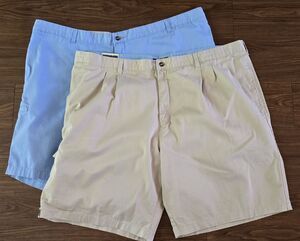 Men's Shorts- 2 Pair Saddlebred Shorts Big & Tall Size 46 Cement & Lt Blue